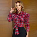Camisa Cropped Feminina social Manga longa