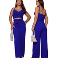 Conjunto Feminino Duna Pantalona e Cropped com Bojo | Alça Regulável | Alfaiataria Elegante