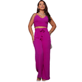 Conjunto Feminino Duna Pantalona e Cropped com Bojo | Alça Regulável | Alfaiataria Elegante