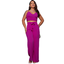 Conjunto Feminino Duna Pantalona e Cropped com Bojo | Alça Regulável | Alfaiataria Elegante