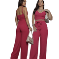 Conjunto Feminino Duna Pantalona e Cropped com Bojo | Alça Regulável | Alfaiataria Elegante