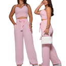 Conjunto Feminino Duna Pantalona e Cropped com Bojo | Alça Regulável | Alfaiataria Elegante