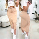 Saia Midi Feminina Modela Corpo Cintura Alta Elegante Trabalho Moda 2026