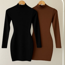 Vestido Feminino Gola Alta manga longa Curto Suplex inverno RF 055