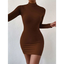 Vestido Feminino Gola Alta manga longa Curto Suplex inverno RF 055