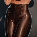 Calça Legging Feminina Luxo Montaria Modeladora Cintura Alta com Botão