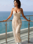 Conjunto Feminino Duna Pantalona e Cropped com Bojo | Alça Regulável | Alfaiataria Elegante
