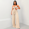Conjunto Feminino Verão Top Cropped com Laço e Calça Pantalona Duna Elegante Leve Confortável