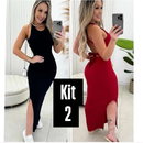 VESTIDO LONGO LAÇO NAS COSTAS COM FENDA E COM BOJO CANELADO ANA RUGA COSTA NUA