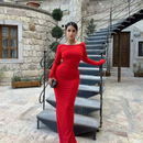 VESTIDO MIDI COSTA NUA MANGA LONGA SEM BOJO DETALHE LEVANTA BUM BUM MODA GRINGA FENDA