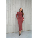 VESTIDO MIDI COSTA NUA MANGA LONGA SEM BOJO DETALHE LEVANTA BUM BUM MODA GRINGA FENDA