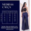 Calça Flare Feminina Widi Leg Jeans Escuro | Modelagem Confortável com Zíper Lateral e Cós Ajustável