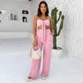 Conjunto Feminino Verão Top Cropped com Laço e Calça Pantalona Duna Elegante Leve Confortável