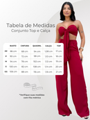 Conjunto Feminino Verão Top Cropped com Laço e Calça Pantalona Duna Elegante Leve Confortável