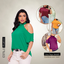Blusa Blusinha Gola Alta Soltinha Camisa Manga Curta SHOCKER