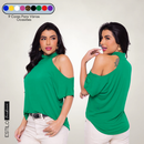 Blusa Blusinha Gola Alta Soltinha Camisa Manga Curta SHOCKER