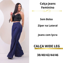 Calça Flare Feminina Widi Leg Jeans Escuro | Modelagem Confortável com Zíper Lateral e Cós Ajustável