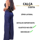 Calça Flare Feminina Widi Leg Jeans Escuro | Modelagem Confortável com Zíper Lateral e Cós Ajustável
