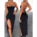 VESTIDO LONGO LAÇO NAS COSTAS COM FENDA E COM BOJO CANELADO ANA RUGA COSTA NUA