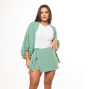 Conjunto kimono Shorts saia +Kimono femenino Blogueira Max Camisa cardigã