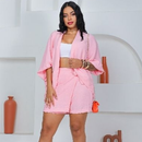 Conjunto kimono Shorts saia +Kimono femenino Blogueira Max Camisa cardigã