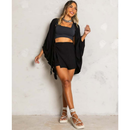 Conjunto kimono Shorts saia +Kimono femenino Blogueira Max Camisa cardigã