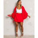 Conjunto kimono Shorts saia +Kimono femenino Blogueira Max Camisa cardigã