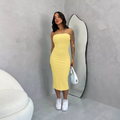 Vestido Midi Tomara que Caia Canelado - Elegância e Conforto em um Único Vestido! TECIDO ANARRUGA!