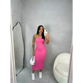 Vestido Midi Tomara que Caia Canelado - Elegância e Conforto em um Único Vestido! TECIDO ANARRUGA!