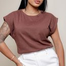 Blusa Feminina Manga Japonesa Detalhes em Strass 100% Algodão