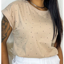 Blusa Feminina Manga Japonesa Detalhes em Strass 100% Algodão