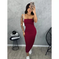 Vestido Midi Tomara que Caia Canelado - Elegância e Conforto em um Único Vestido! TECIDO ANARRUGA!
