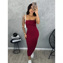 Vestido Midi Tomara que Caia Canelado - Elegância e Conforto em um Único Vestido! TECIDO ANARRUGA!