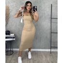 Vestido Midi Tomara que Caia Canelado - Elegância e Conforto em um Único Vestido! TECIDO ANARRUGA!