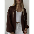 Casaco Tricot Básico Manga Bufante Tricô Inverno Casaquinho Ponto Fang