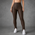 Calça Legging feminina Com Zíper Frontal E Nas Barras Tecido Power