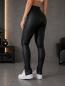 Calça Legging feminina Com Zíper Frontal E Nas Barras Tecido Power