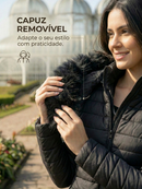 Jaqueta Bobojaco Feminina Puffer Forrada Peluciada Original Capuz Removível Casaco de Frio Gominho Plus Size
