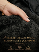 Jaqueta Bobojaco Feminina Puffer Forrada Peluciada Original Capuz Removível Casaco de Frio Gominho Plus Size