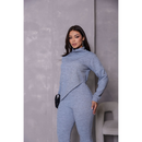 Conjunto de frio 2 peças feminino ,blusa gola alta e ponta assimétrica com calça flare tecido malha rib grosso