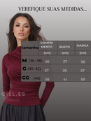Blusa Feminina Elegante Marrom Manga Longa Suplex DRAPEADA Gola Alta Tendencia 2026 Blusinhas Moda