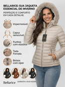 Jaqueta Bobojaco Feminina Puffer Forrada Peluciada Original Capuz Removível Casaco de Frio Gominho Plus Size