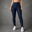 Calça Legging feminina Com Zíper Frontal E Nas Barras Tecido Power
