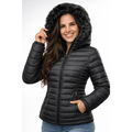 Jaqueta Bobojaco Feminina Puffer Forrada Peluciada Original Capuz Removível Casaco de Frio Gominho Plus Size