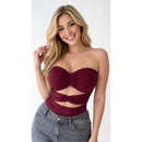 Cropped tomara que caia verão com franzidos abertura na barriga top verão
