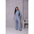 Conjunto de frio 2 peças feminino ,blusa gola alta e ponta assimétrica com calça flare tecido malha rib grosso