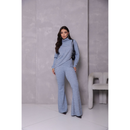 Conjunto de frio 2 peças feminino ,blusa gola alta e ponta assimétrica com calça flare tecido malha rib grosso