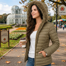 Jaqueta Bobojaco Feminina Puffer Forrada Peluciada Original Capuz Removível Casaco de Frio Gominho Plus Size