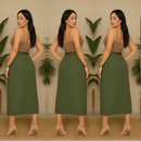 Saia Midi Feminina Modela Corpo Cintura Alta Elegante Trabalho Moda 2026