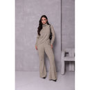Conjunto de frio 2 peças feminino ,blusa gola alta e ponta assimétrica com calça flare tecido malha rib grosso